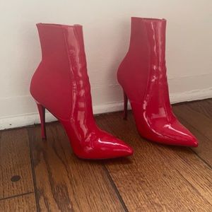 Red patent heeled boots